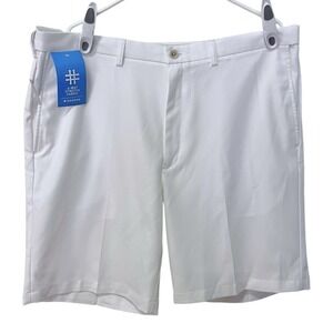 NEW Haggar Mens 40x9.5" Inseam Cool 18 Pro UV Protection Quick Dry White
